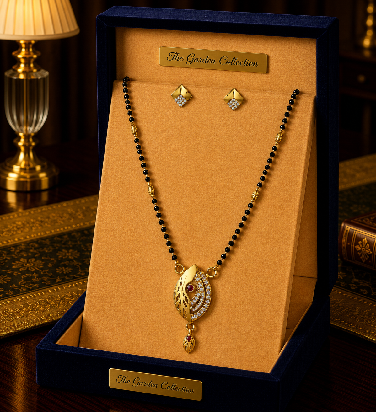 Artistic Oval Gold Mangalsutra Set
