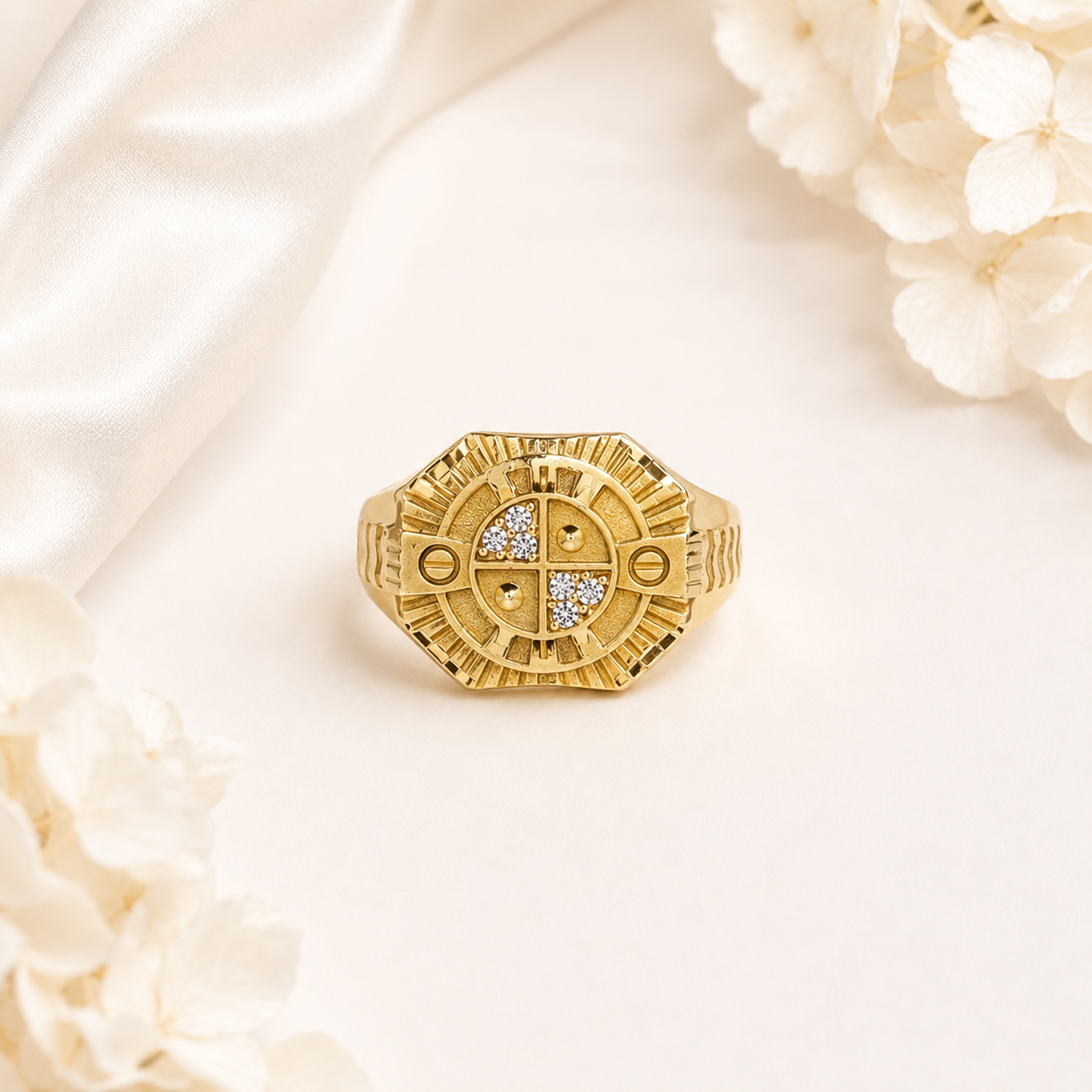 Royal Compass Luxury Gold Ring for Men
