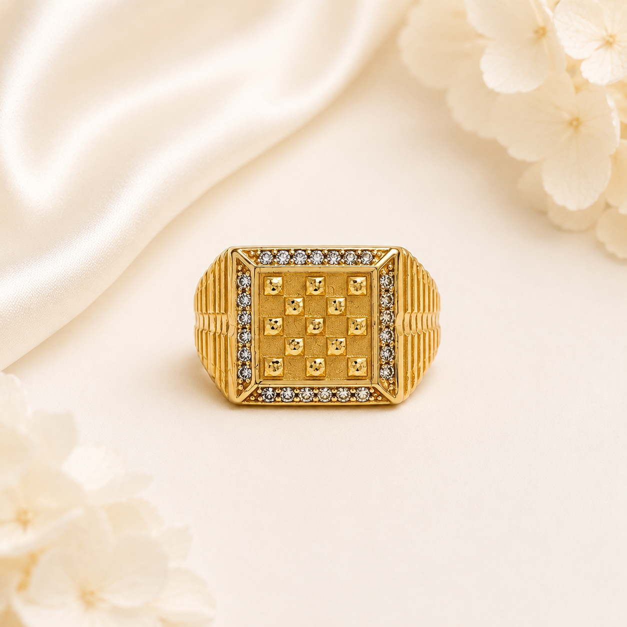Royal Square Gold Statement Ring for Men