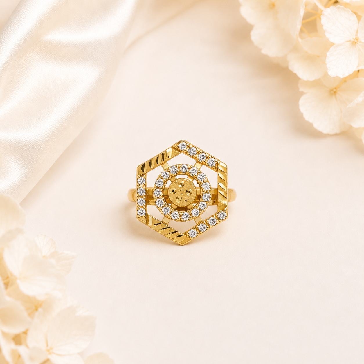 Hexagon Luxe Gold Ring