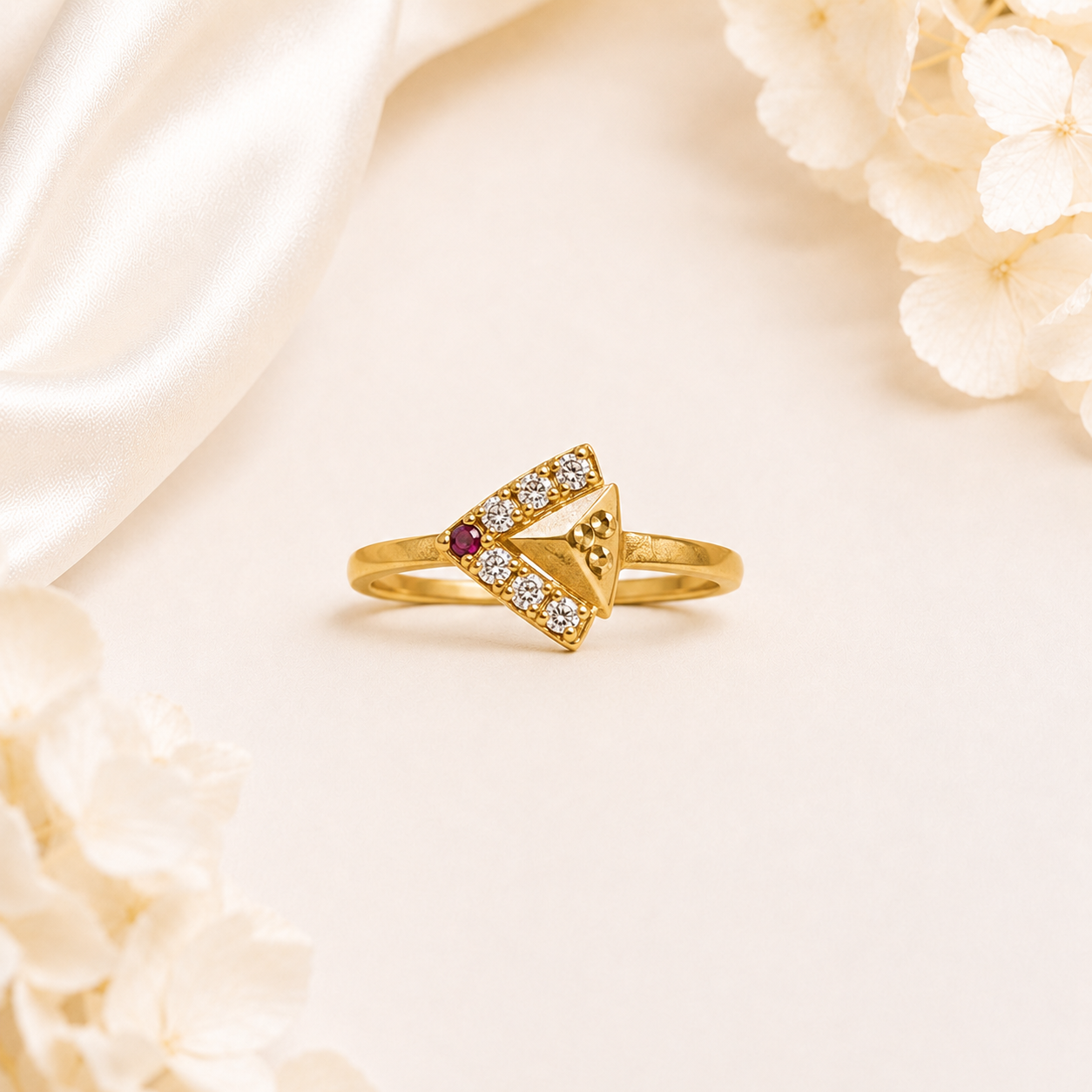 Triangle Designer Gold Ring for Women - imitation jewellery by AUREVIA LUXE