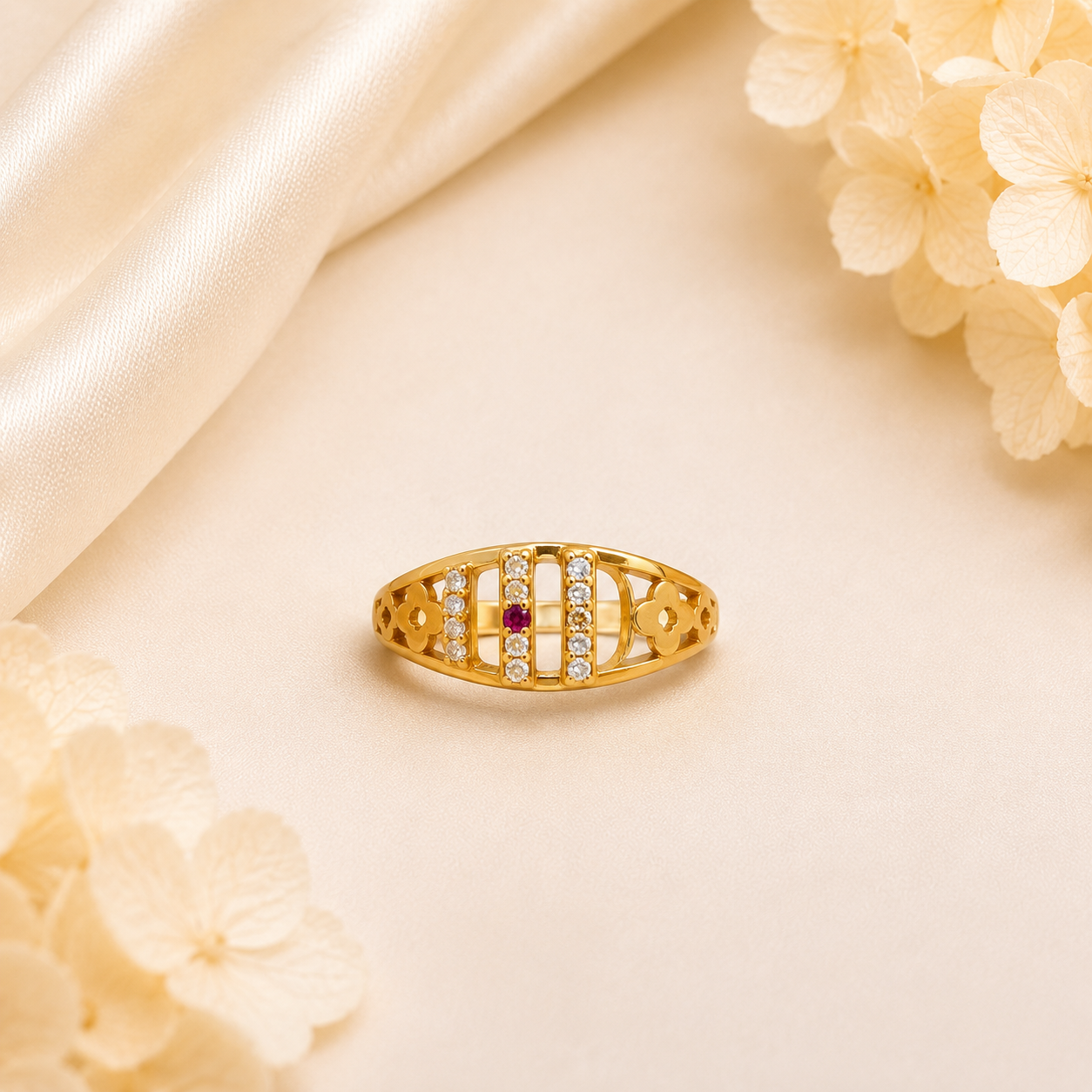 Luxury Multi-Stone Gold Band Ring for Women - imitation jewellery by AUREVIA LUXE