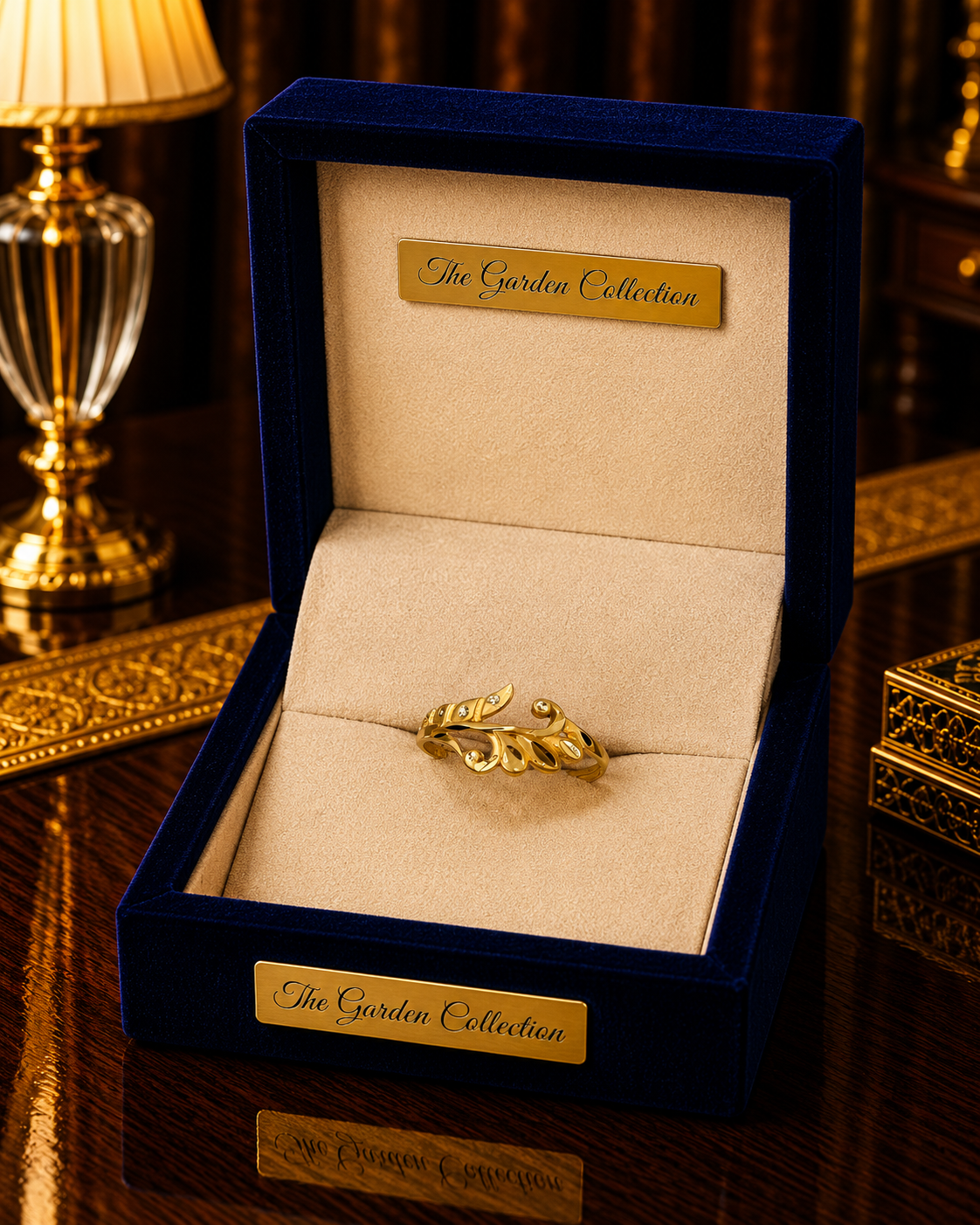 Nature-Inspired Leaf Gold-Tone Ring
