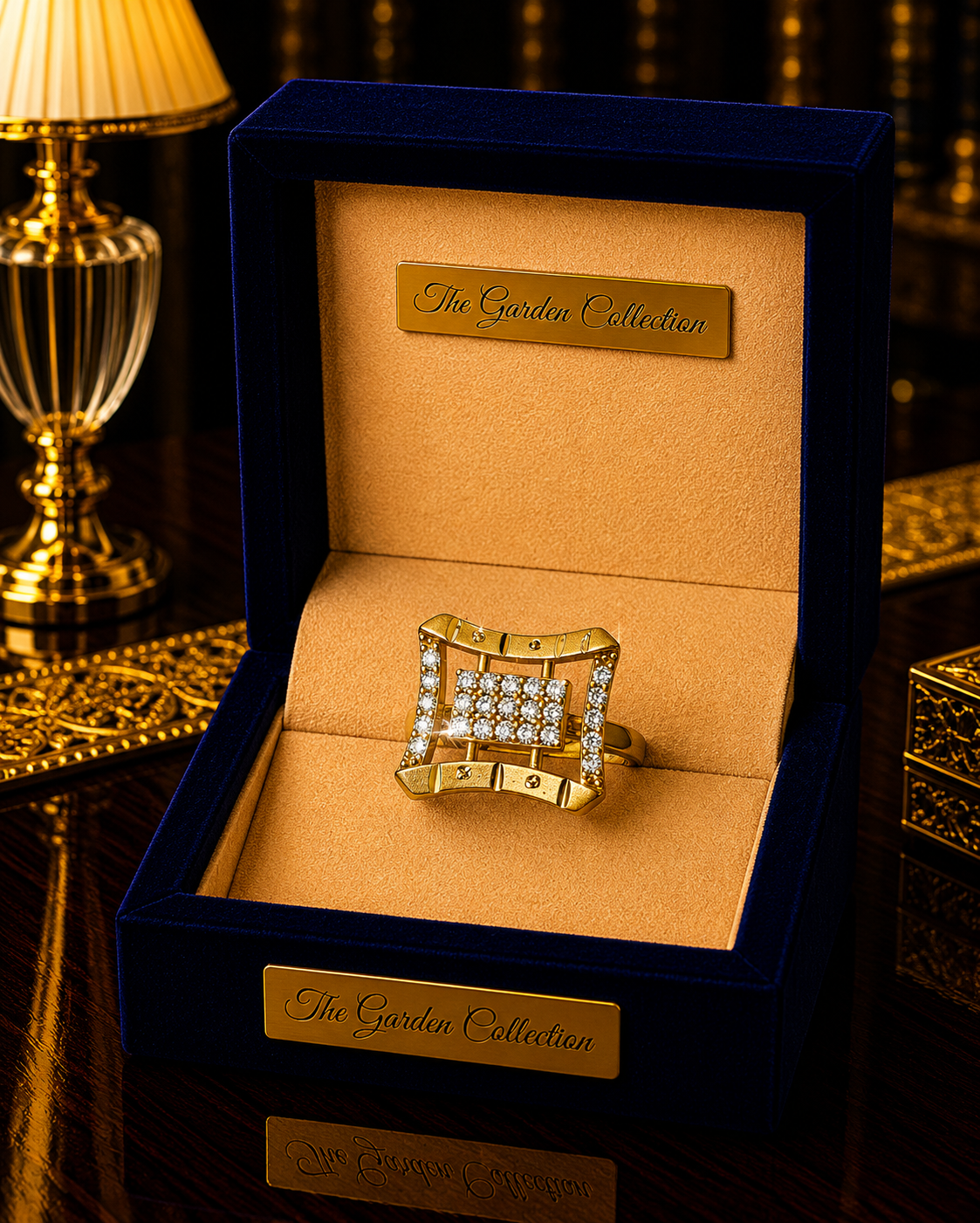 Modern Square Crystal Statement Ring