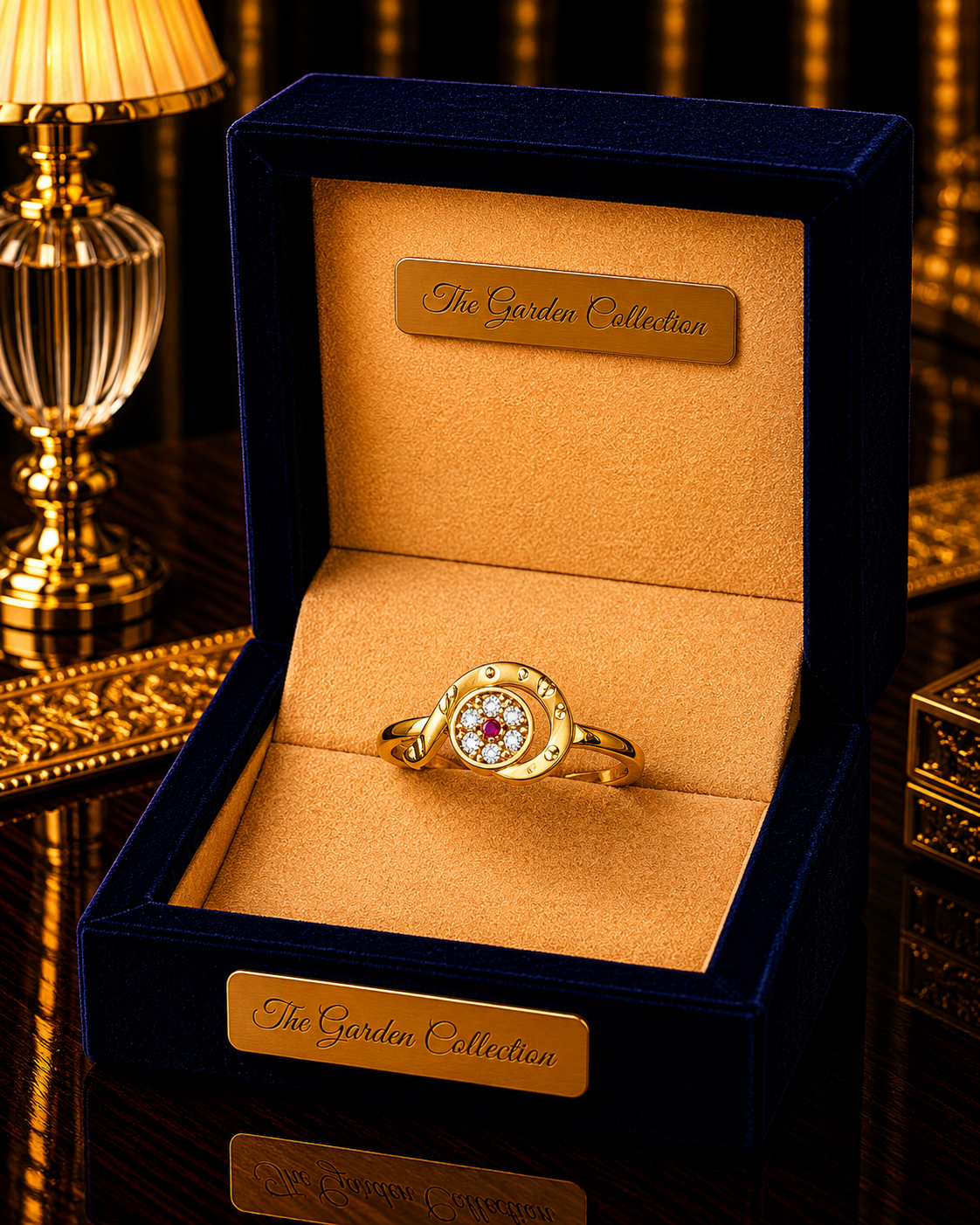 Classic Halo Crystal Gold-Tone Ring