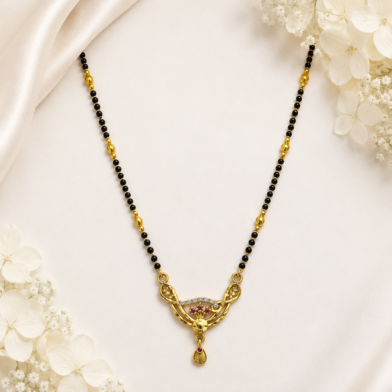 Premium Floral Stone Mangalsutra