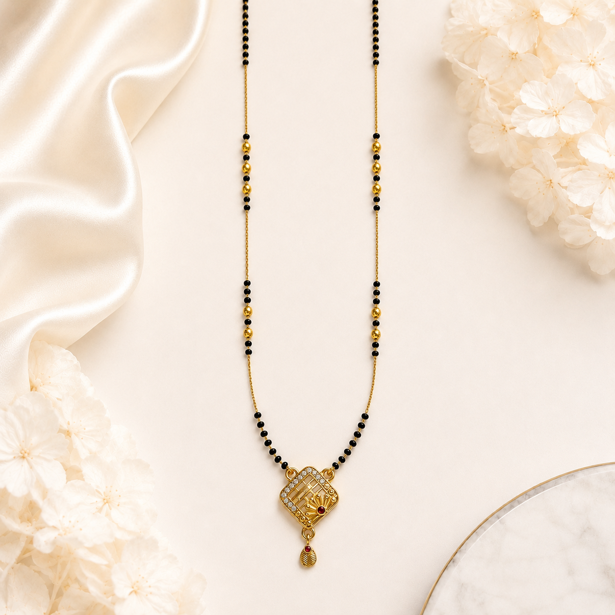 Square Pendant Gold Mangalsutra
