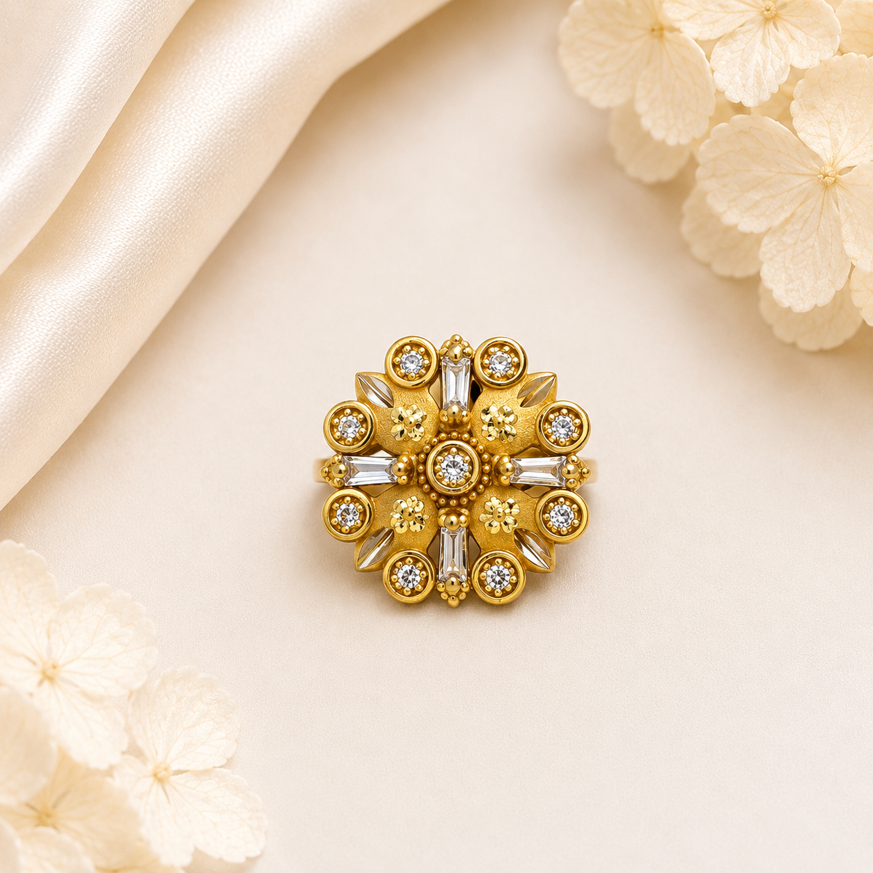 Royal Sunflower Gold Statement Ring