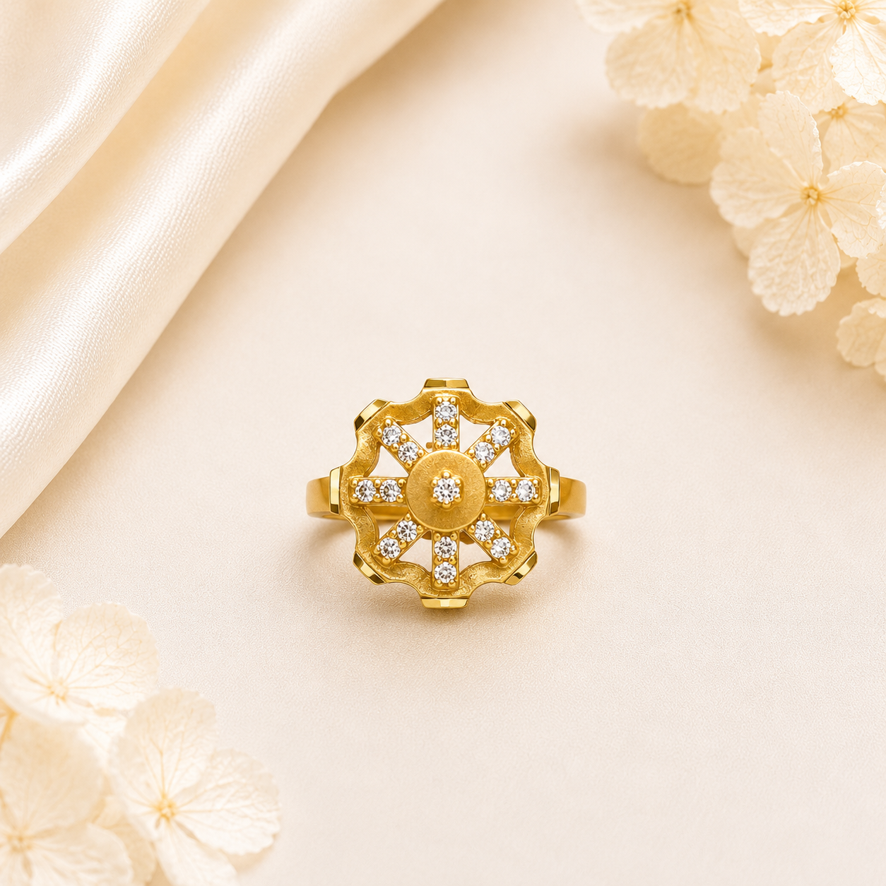 Twisted Crystal Adjustable Ring