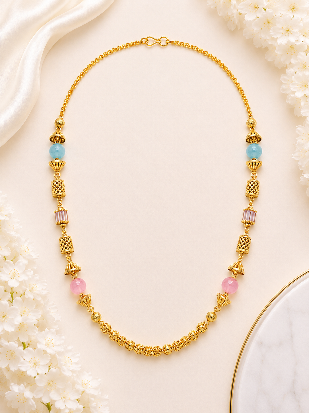 Elegant Pastel Stone Gold Plated Designer Necklace for Women