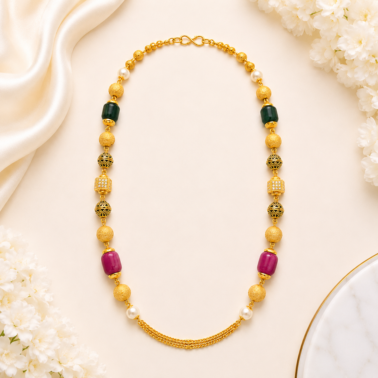 Premium Multicolor Stone Gold Plated Statement Necklace