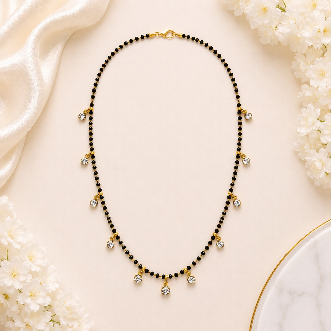 Elegant Crystal Dangle Gold Plated Mangalsutra for Women