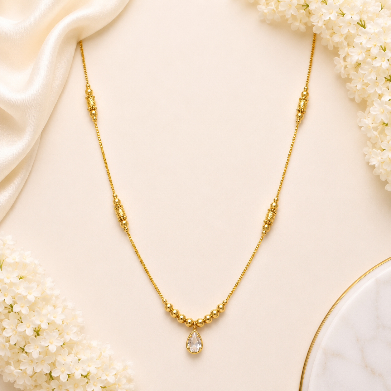 Crystal Teardrop Minimal Necklace  &nbsp;