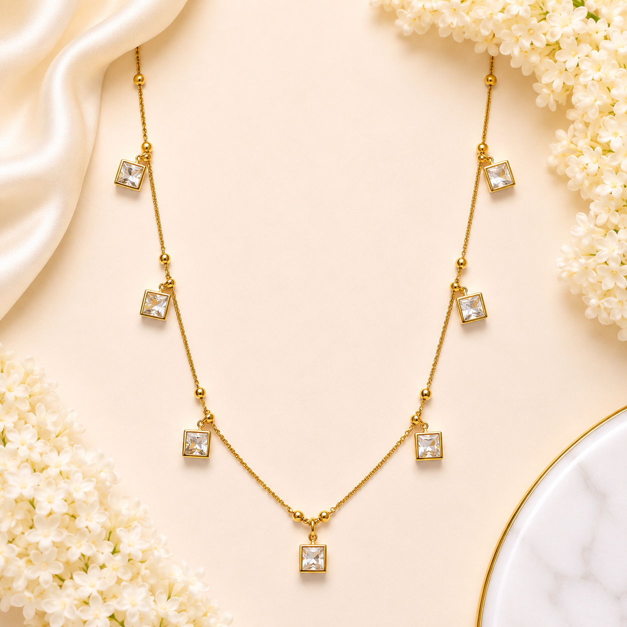 Luxury Crystal Square Necklace