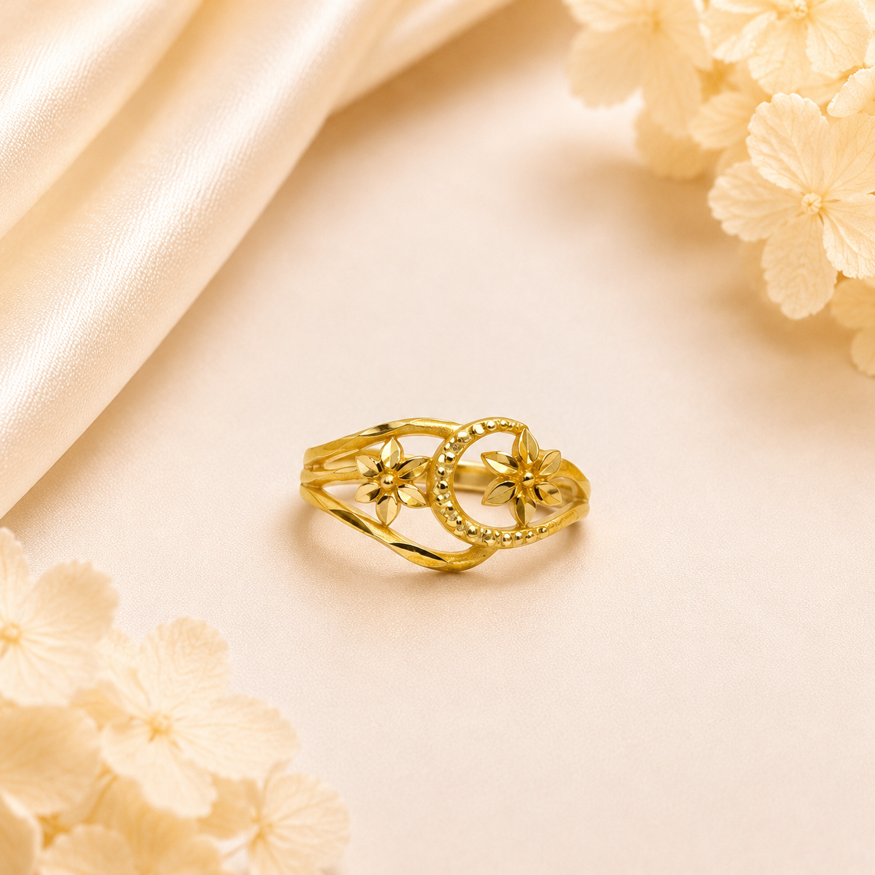 Twin Heart Gold Adjustable Ring