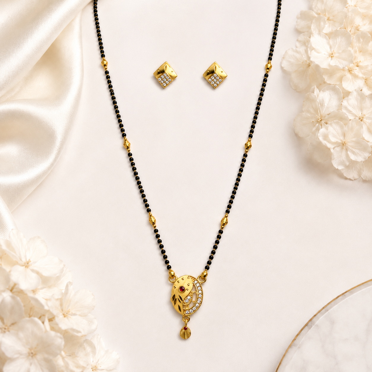 Artistic Oval Gold Mangalsutra Set