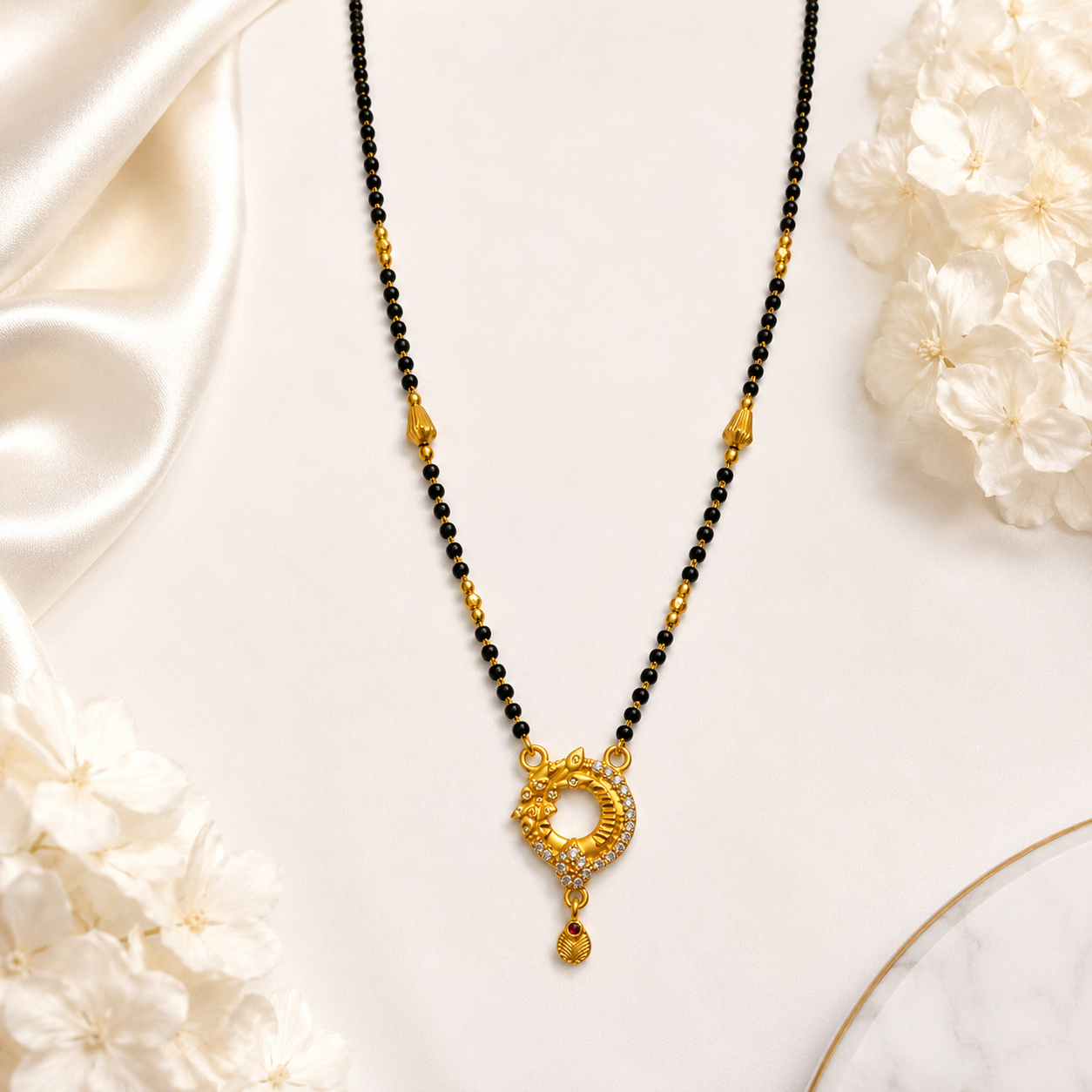 Floral Round Mangalsutra Set