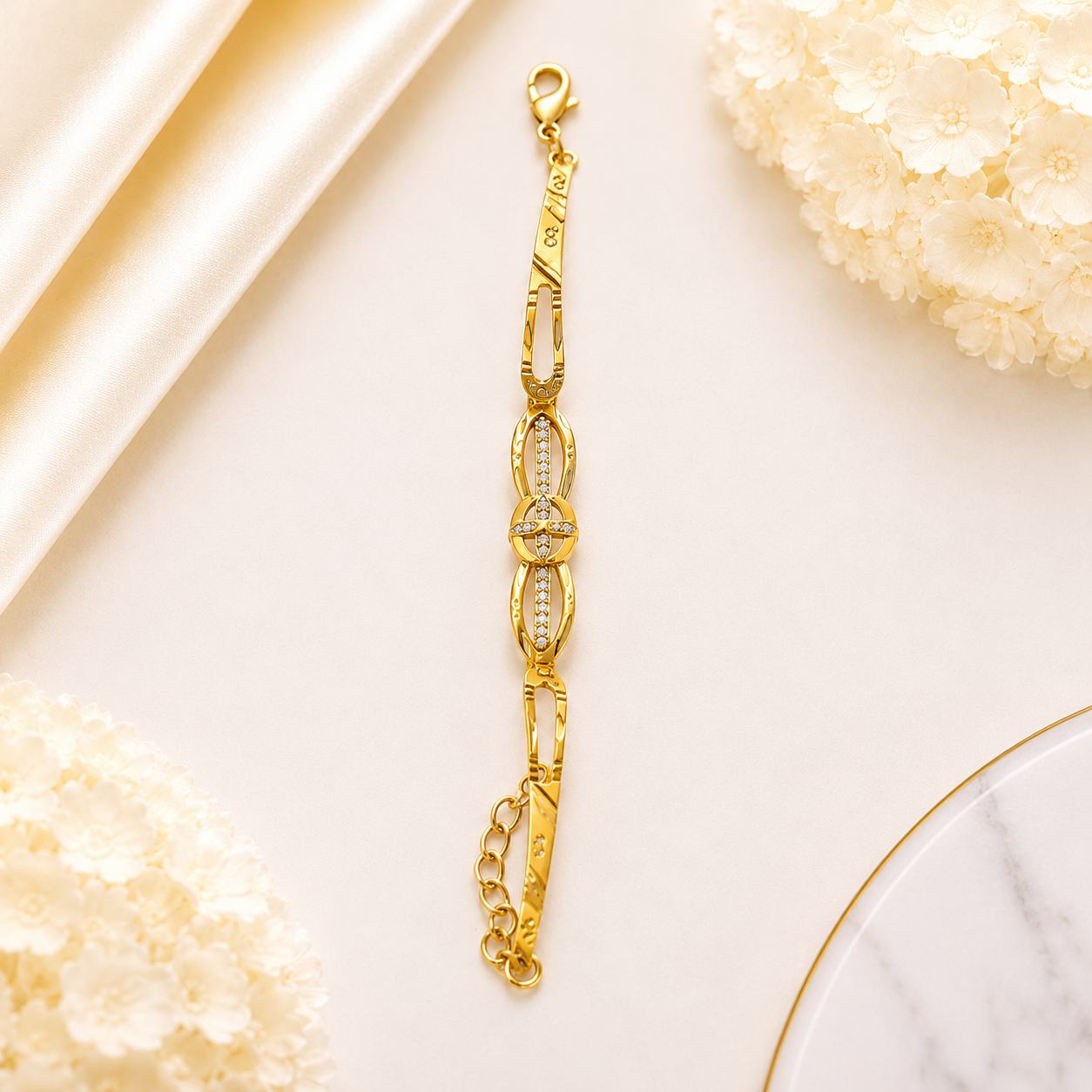 Floral Stone Gold Bracelet