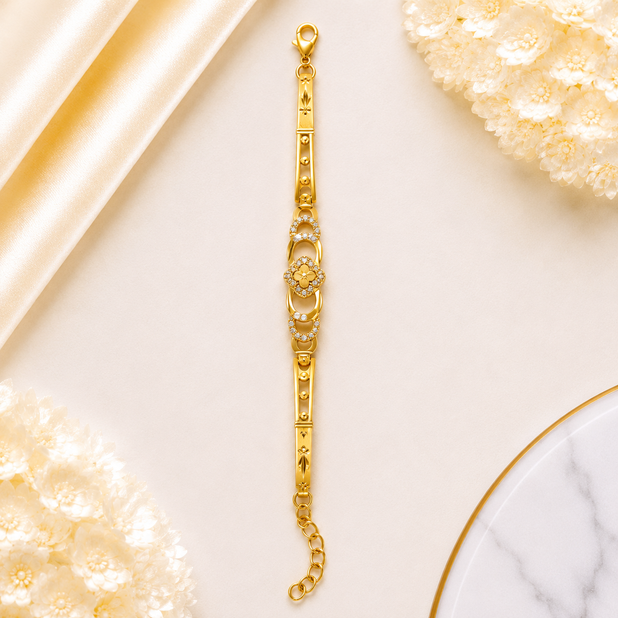 Elegant Floral Gold Bracelet