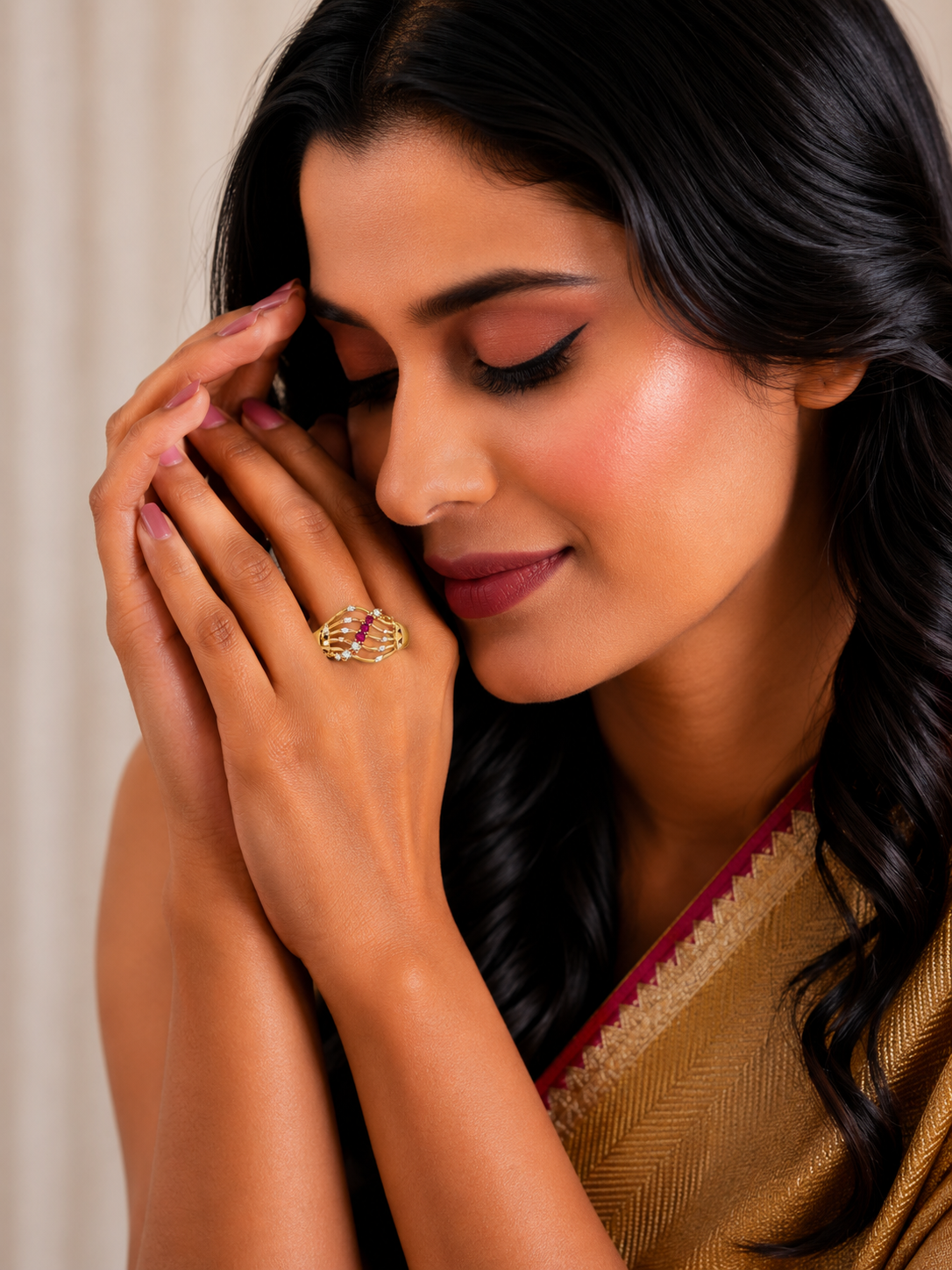 Ruby Wave Gold Statement Ring