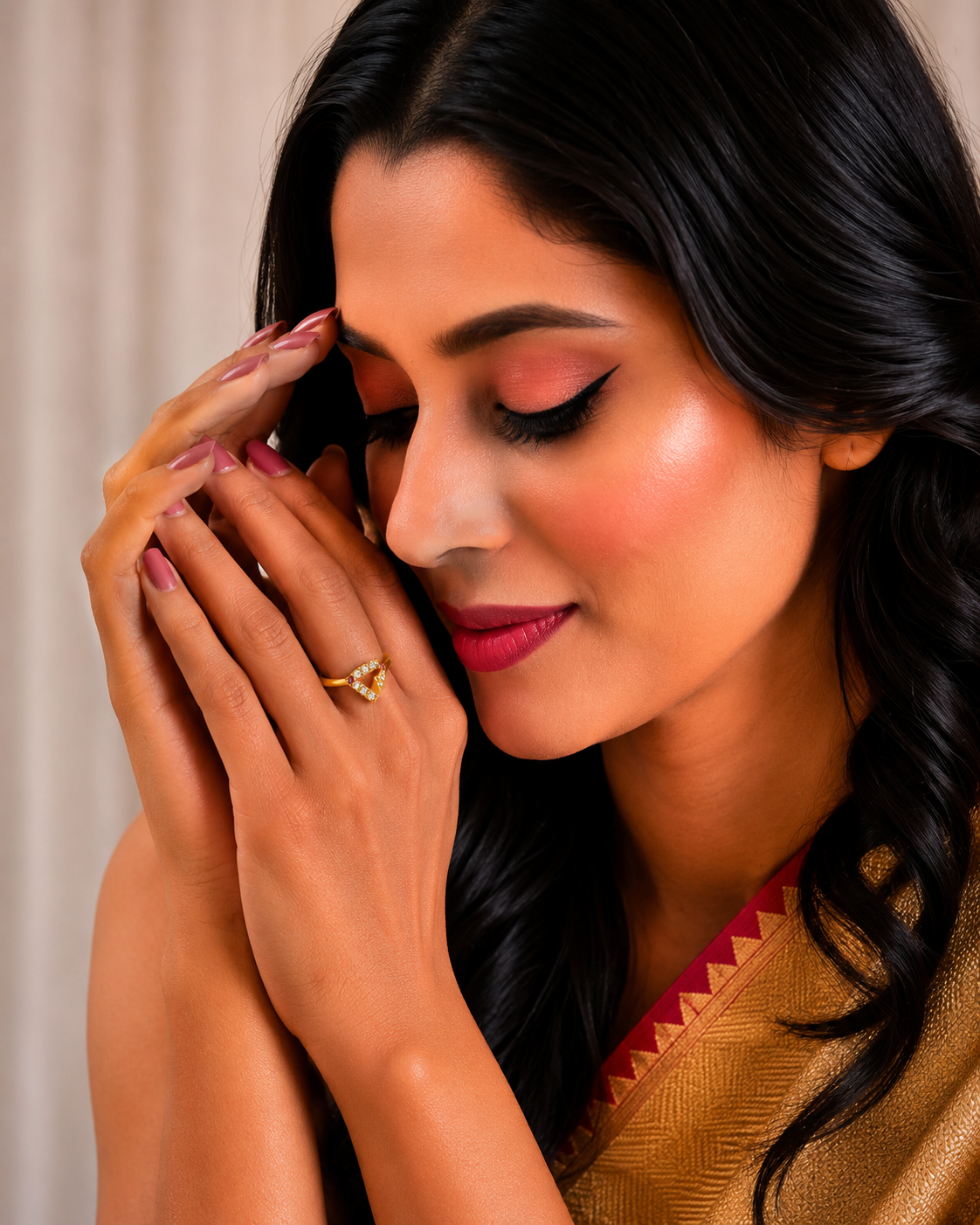 Triangle Designer Gold Ring for Women