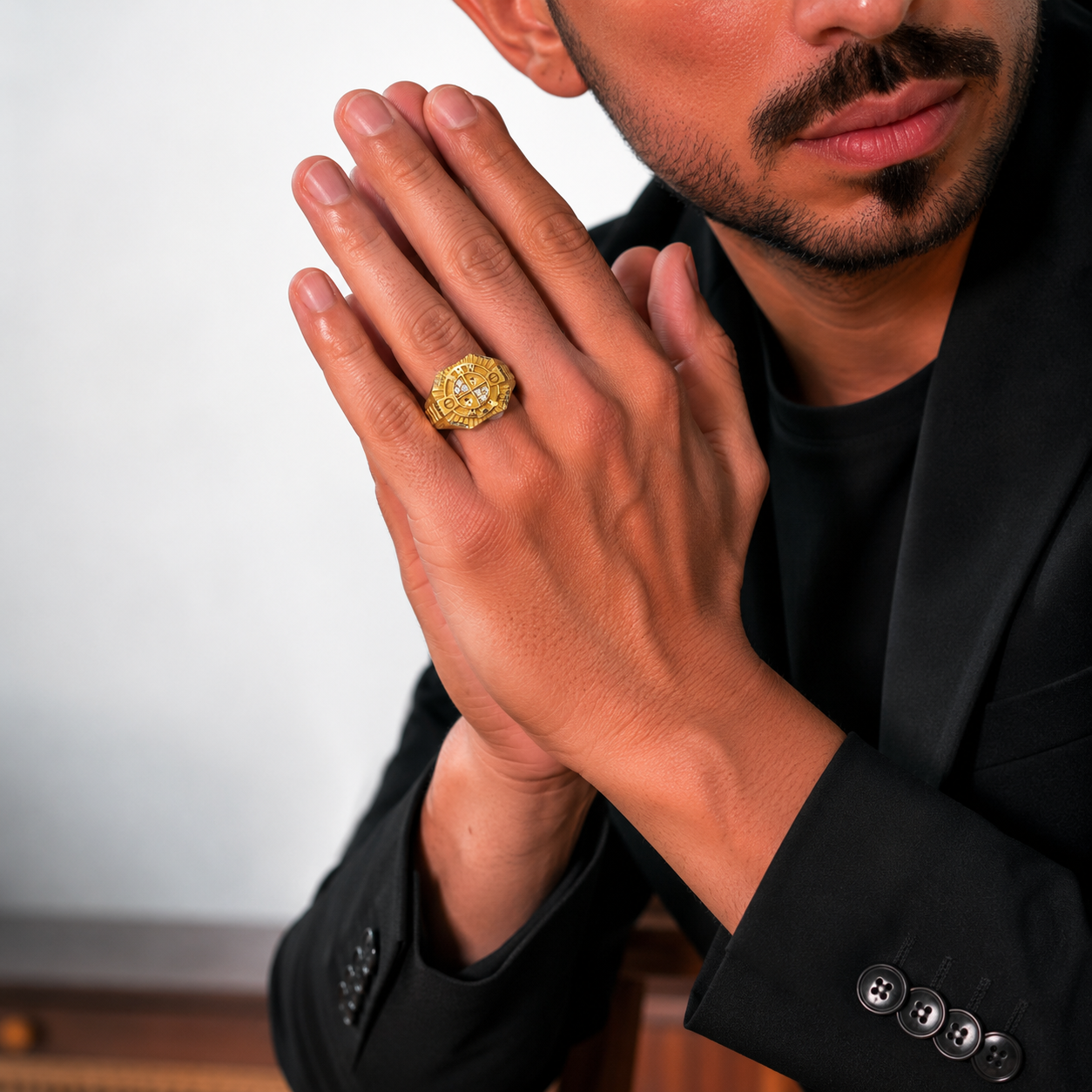 Royal Compass Luxury Gold Ring for Men