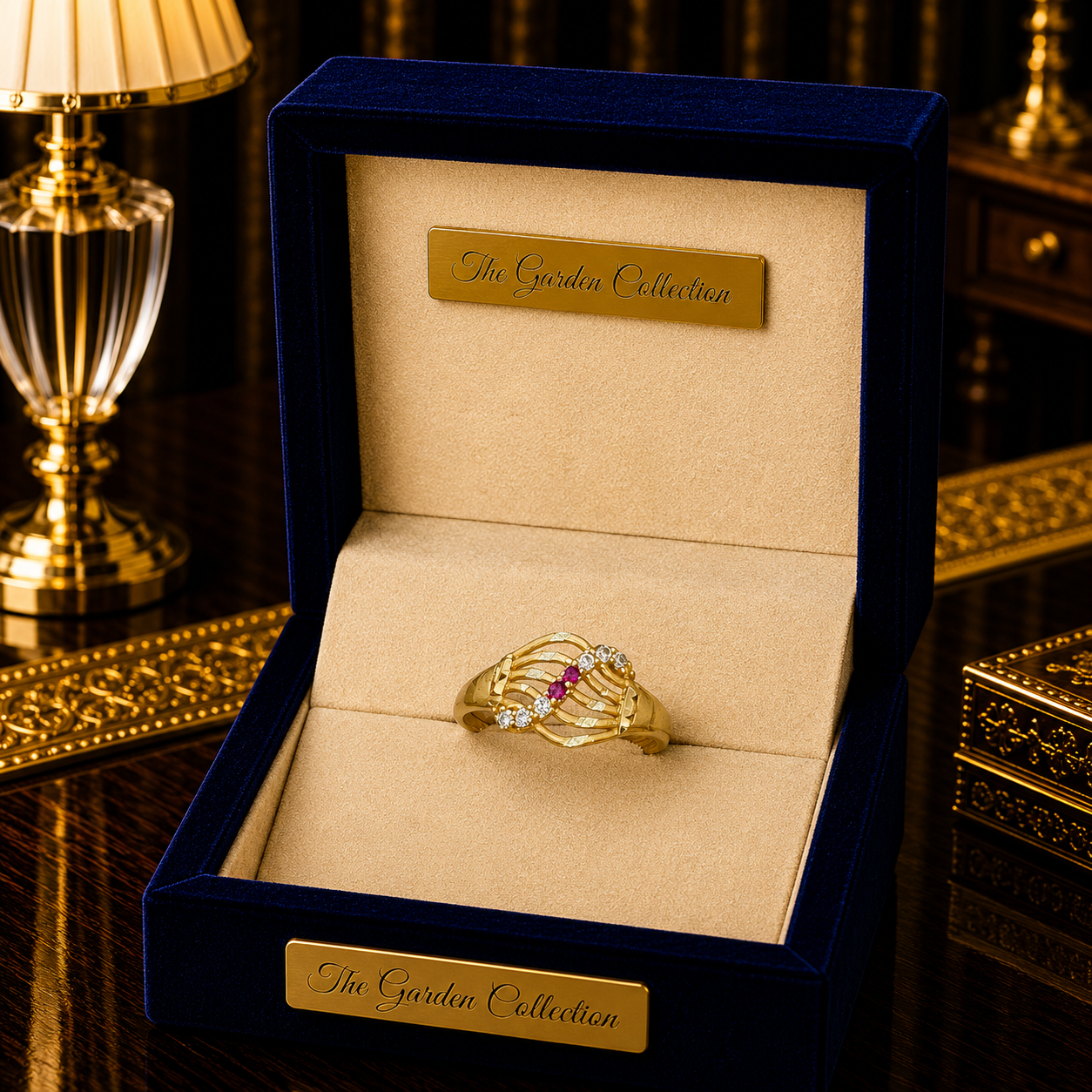 Ruby Wave Gold Statement Ring